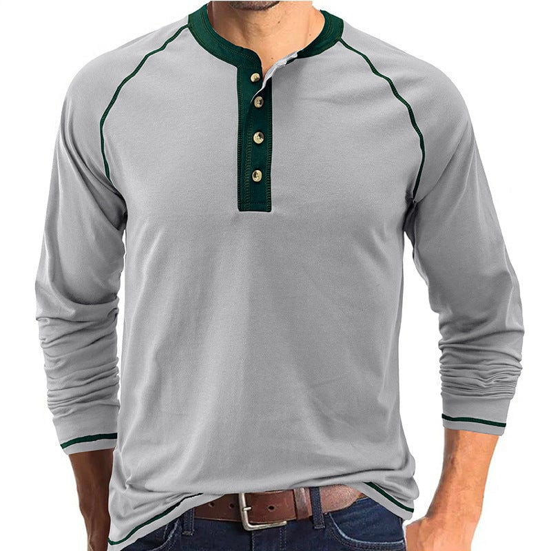 Soft Cotton Fabric Henley Collar T-Shirt