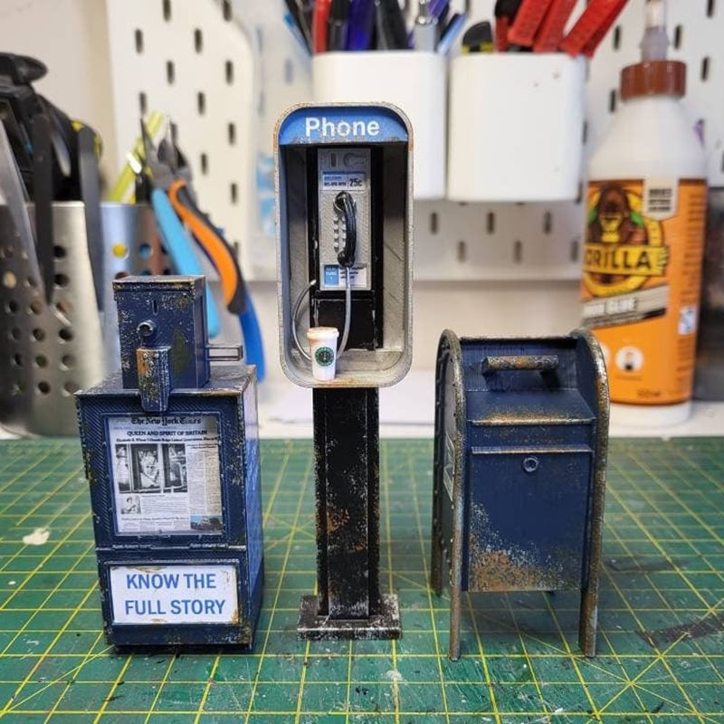 Handmade Miniature American payphone in 1:12 scale