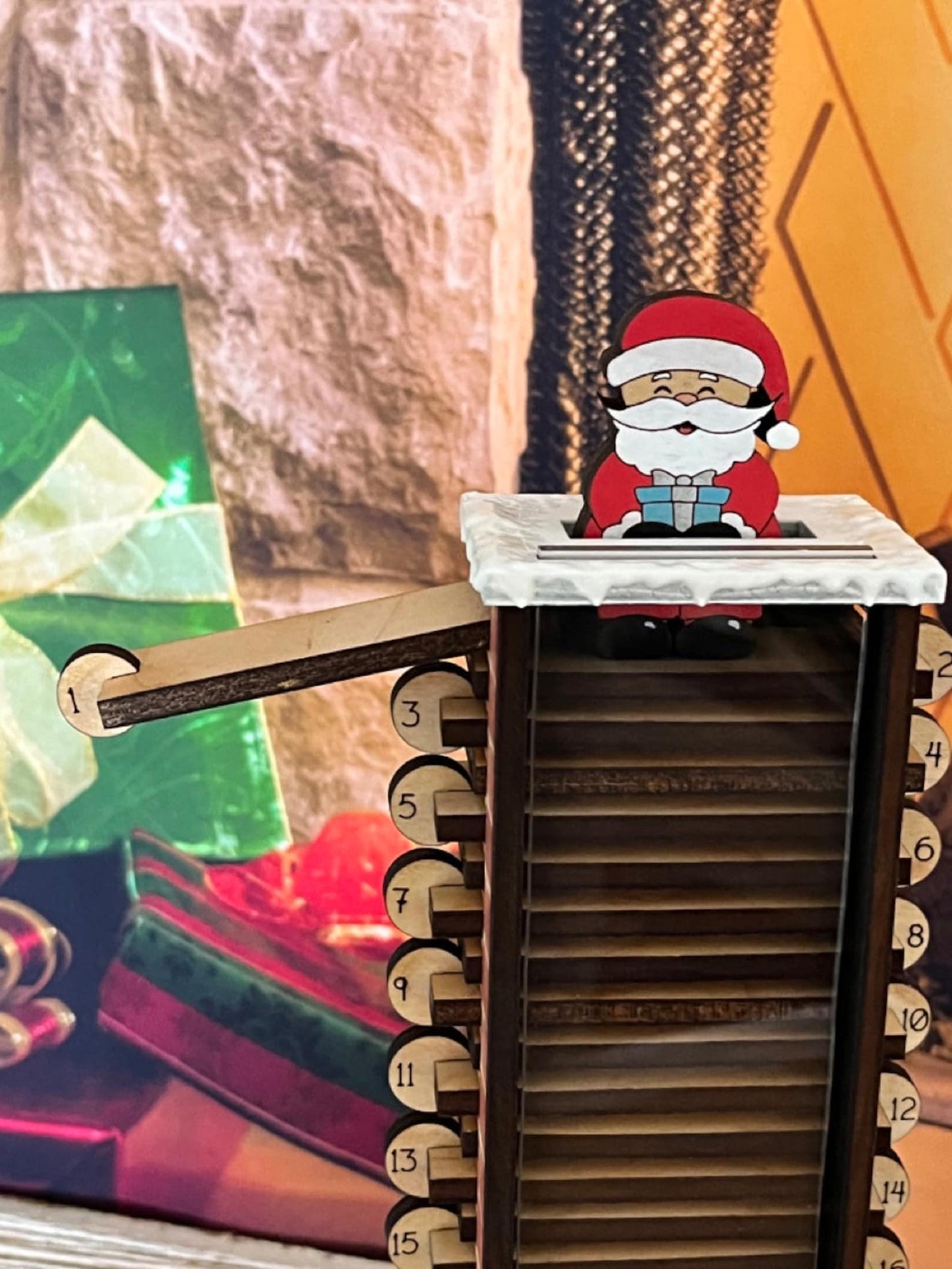 Santa Claus down the chimney countdown advent calendar