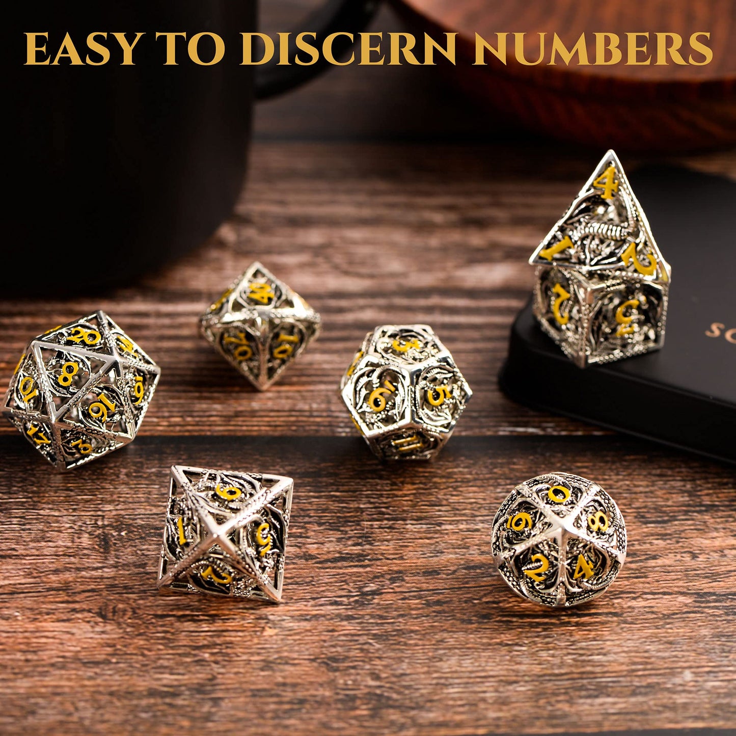 Hollow Metal Dragon Shaped Carving Dice Set🐲