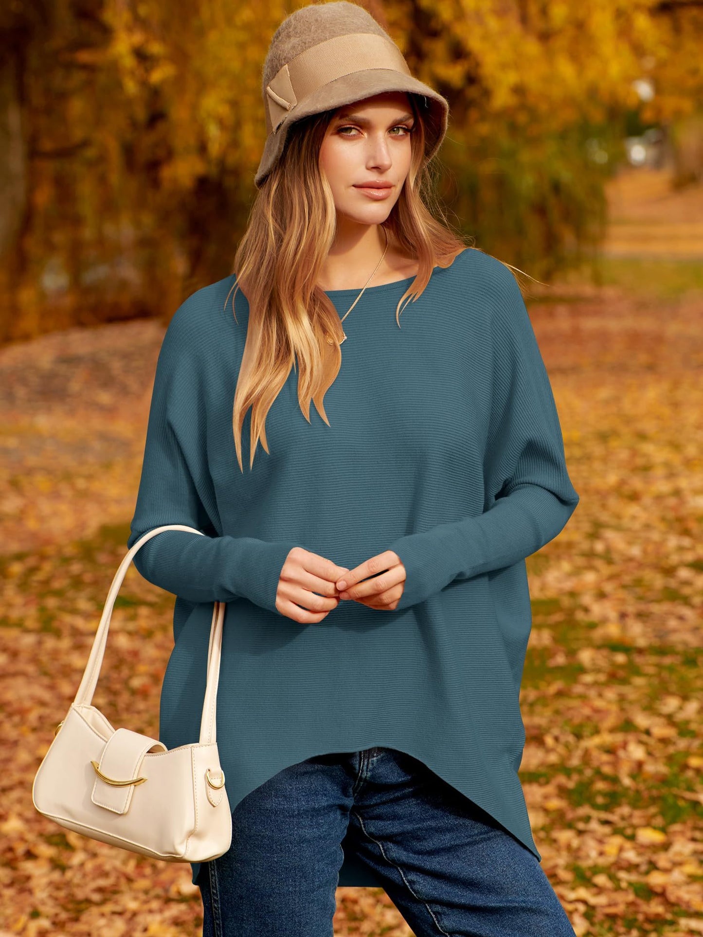 women's Irregular Oversized Dolman Sleeve Knitted Pullover