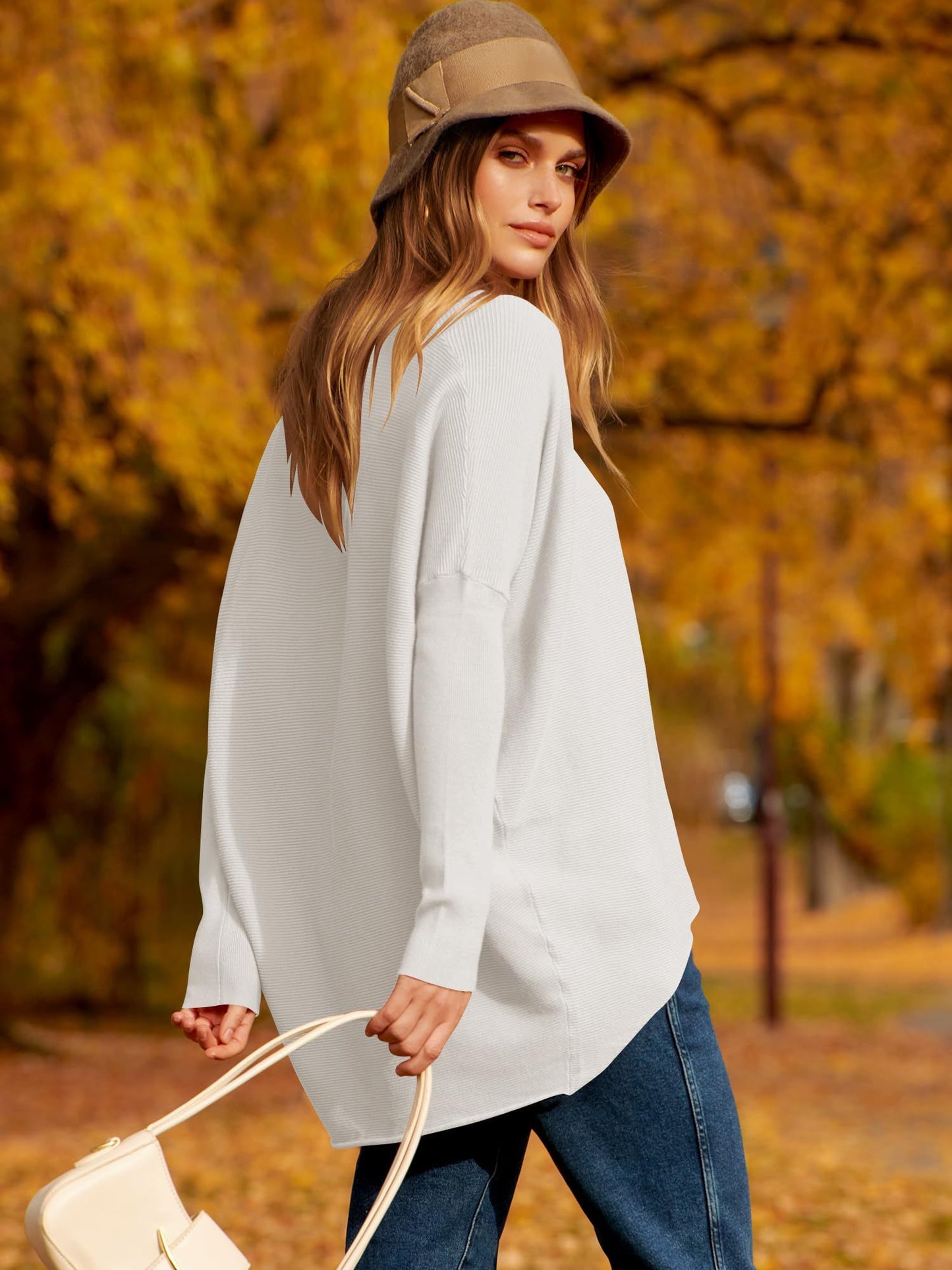 women's Irregular Oversized Dolman Sleeve Knitted Pullover