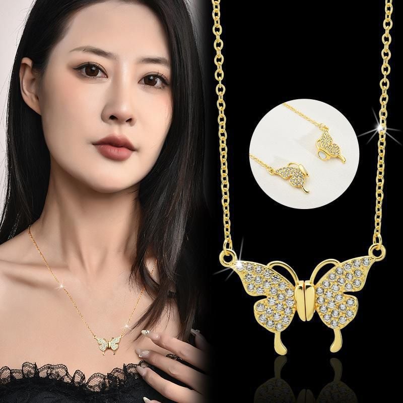 Magnetic Butterfly Patchwork Necklace