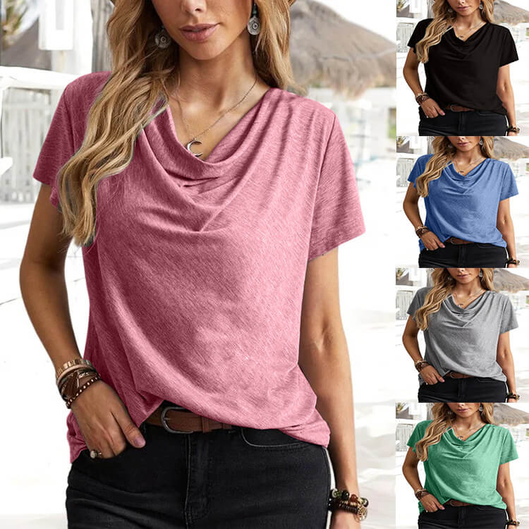 Solid color casual fashion short-sleeved female