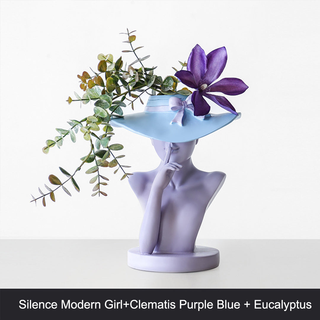 Modern Girl Statue Flower Vase