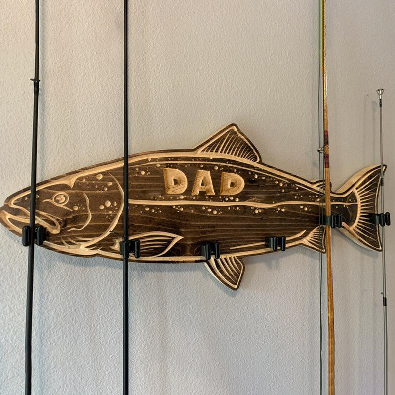 Father's Day Gift🎁 wood large mouth bass fishing rod holder