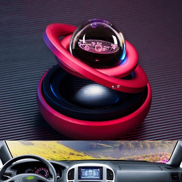 🎁🚗Solar Rotating Double Ring Suspension Car Aromatherapy Ornament💖