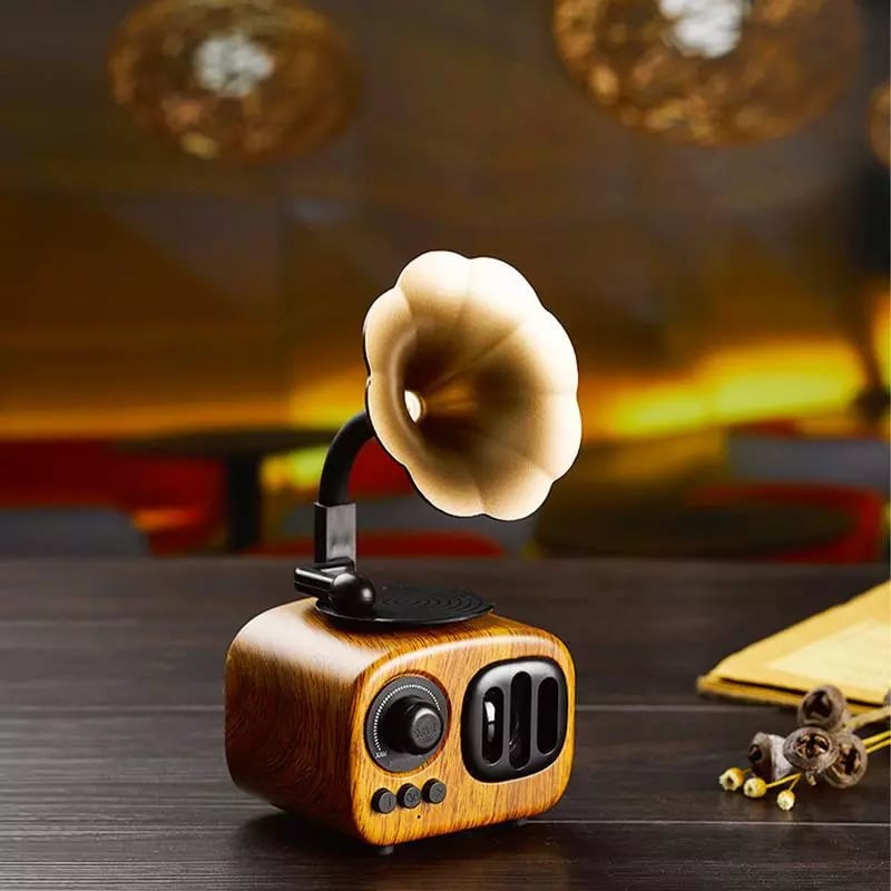 ❤️Retro Wooden Phonograph Bluetooth Speaker