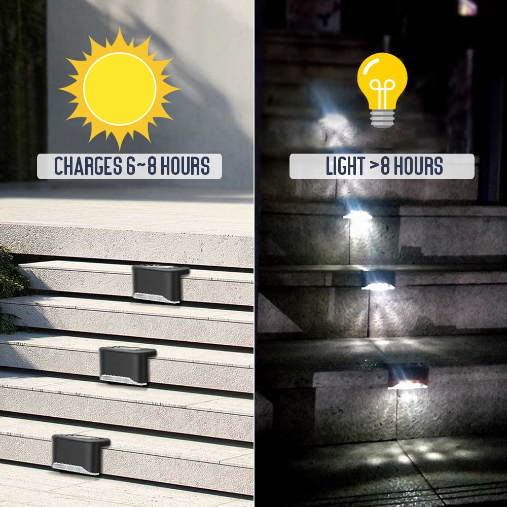 Outdoor Solar Waterproof Railing LED Lights - Set For 4