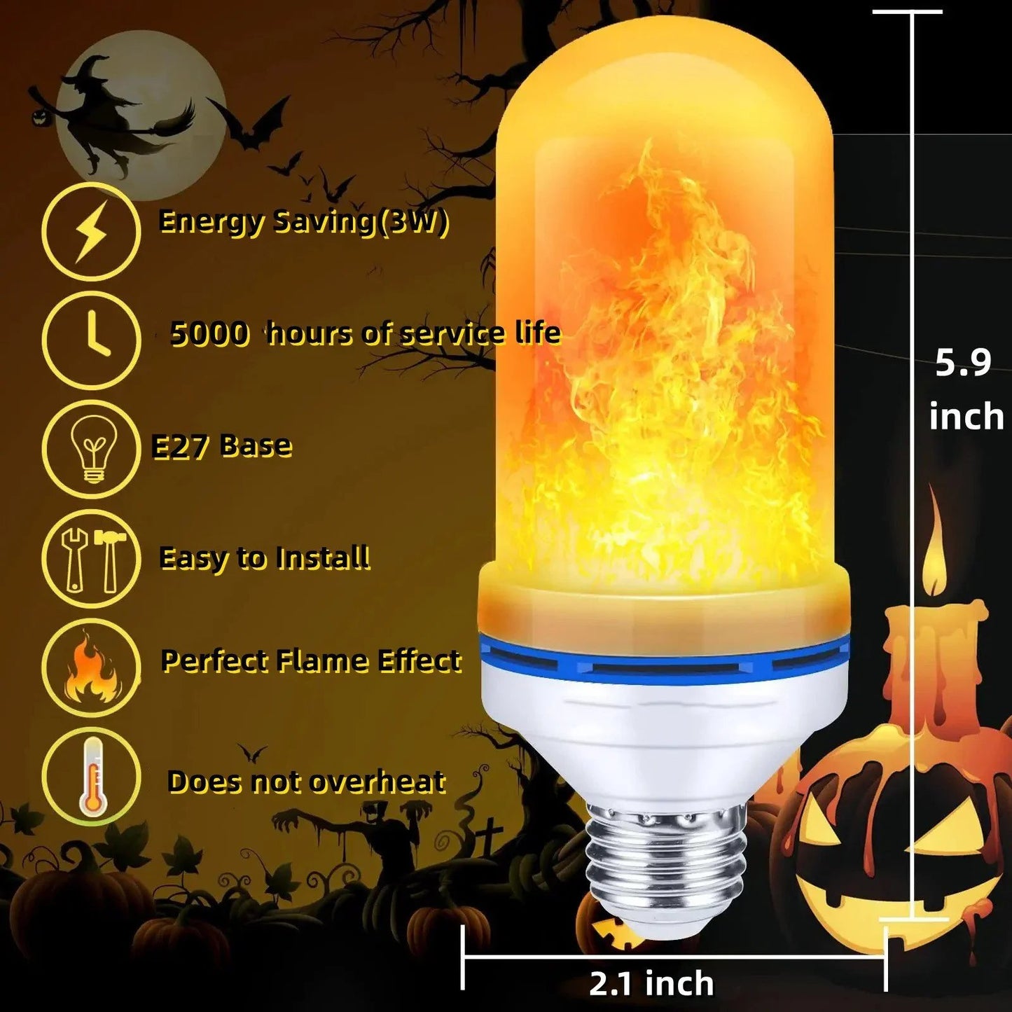 🔥  2023 UPGRADE LED FLAME LIGHT BULB With Gravity Sensing Effect Imported from Germany