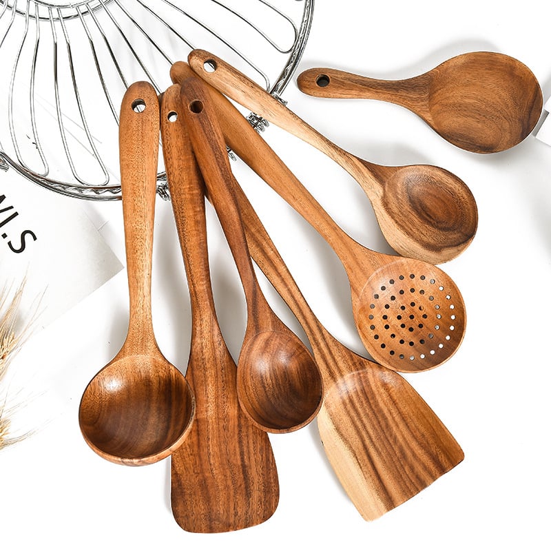 Eco-Friendly Teak Wood Kitchen Spoon Set