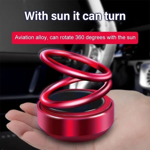 🎁🚗Solar Rotating Double Ring Suspension Car Aromatherapy Ornament💖