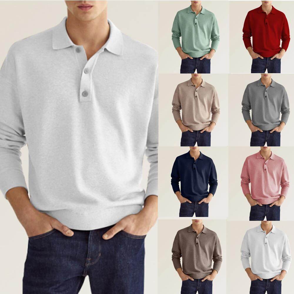 🍂Men's Spring And Autumn Fashion Casual Loose Lapel Long Sleeve Polo Shirt