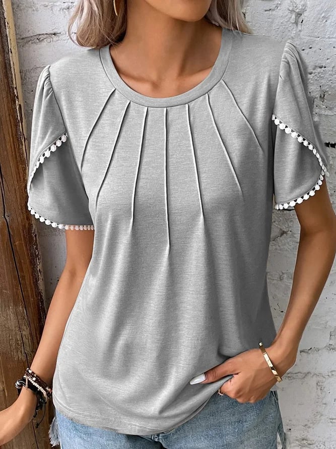 Women's Summer Round Neck Solid Color T-Shirt