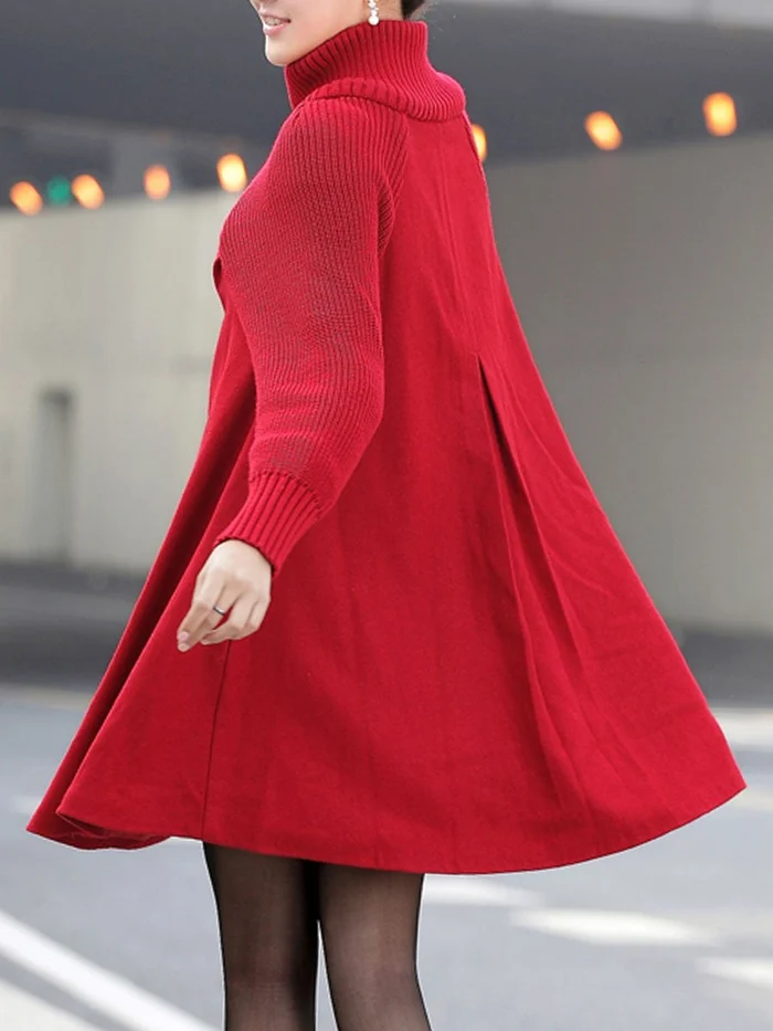 (Free Shipping) High-Neck Oversized Long-Sleeved Coats