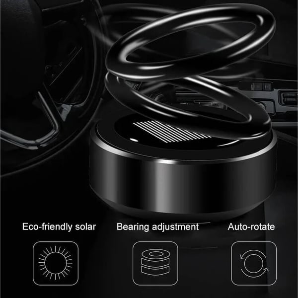 🎁🚗Solar Rotating Double Ring Suspension Car Aromatherapy Ornament💖