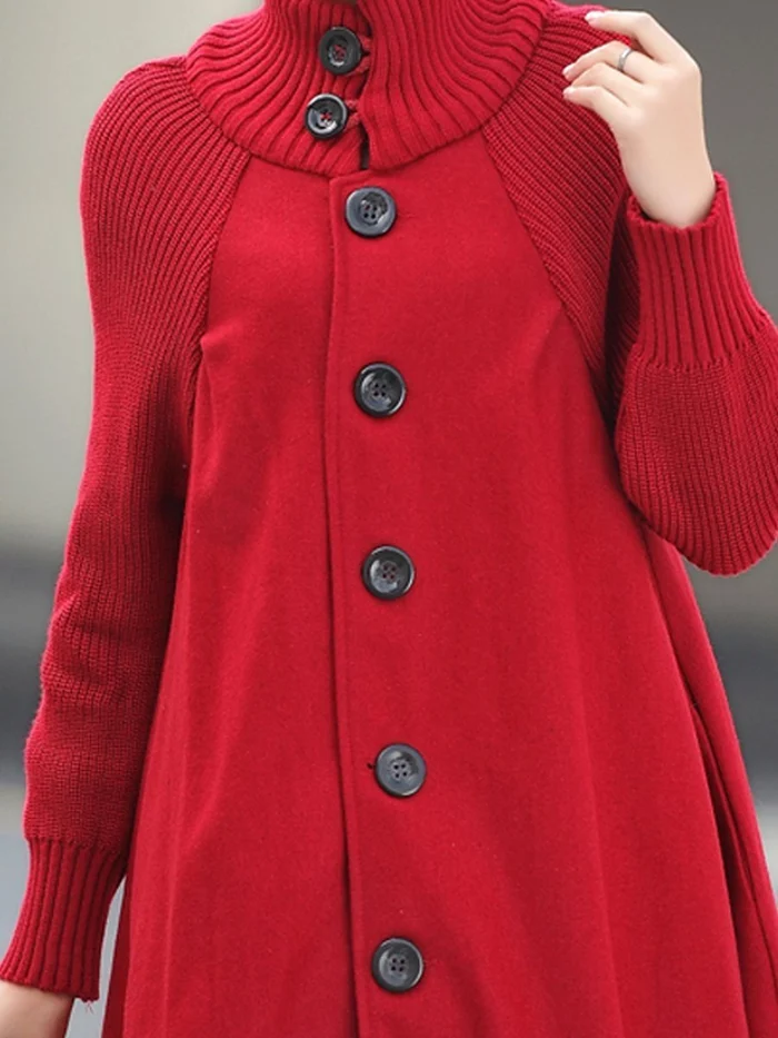 (Free Shipping) High-Neck Oversized Long-Sleeved Coats