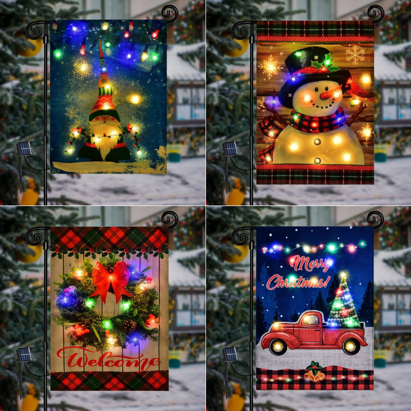 🔥Christmas Solar LED Garden Flags ⛄ 🎄