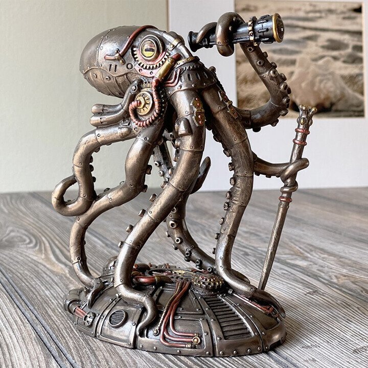 Steampunk Seabed Hiker Octopus Statue Decor.