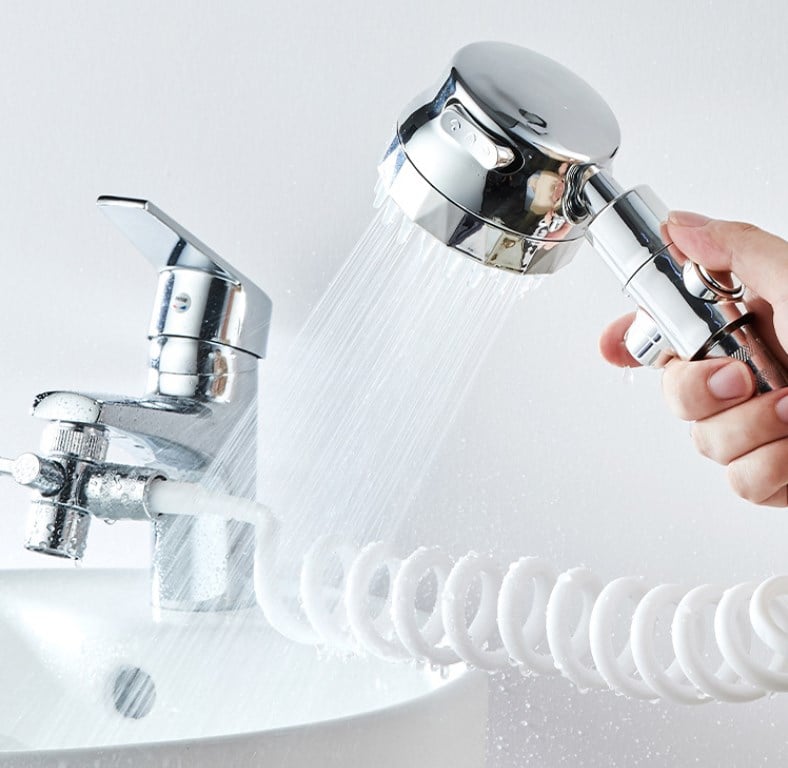 Hand-held multi-functional shampoo shower with one-click water stop faucet