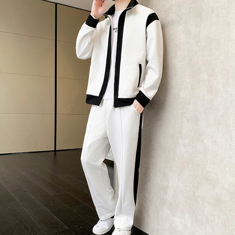 Men's Outfit Casual 2 Piece Contrast Sports Jogging Tracksuits Set