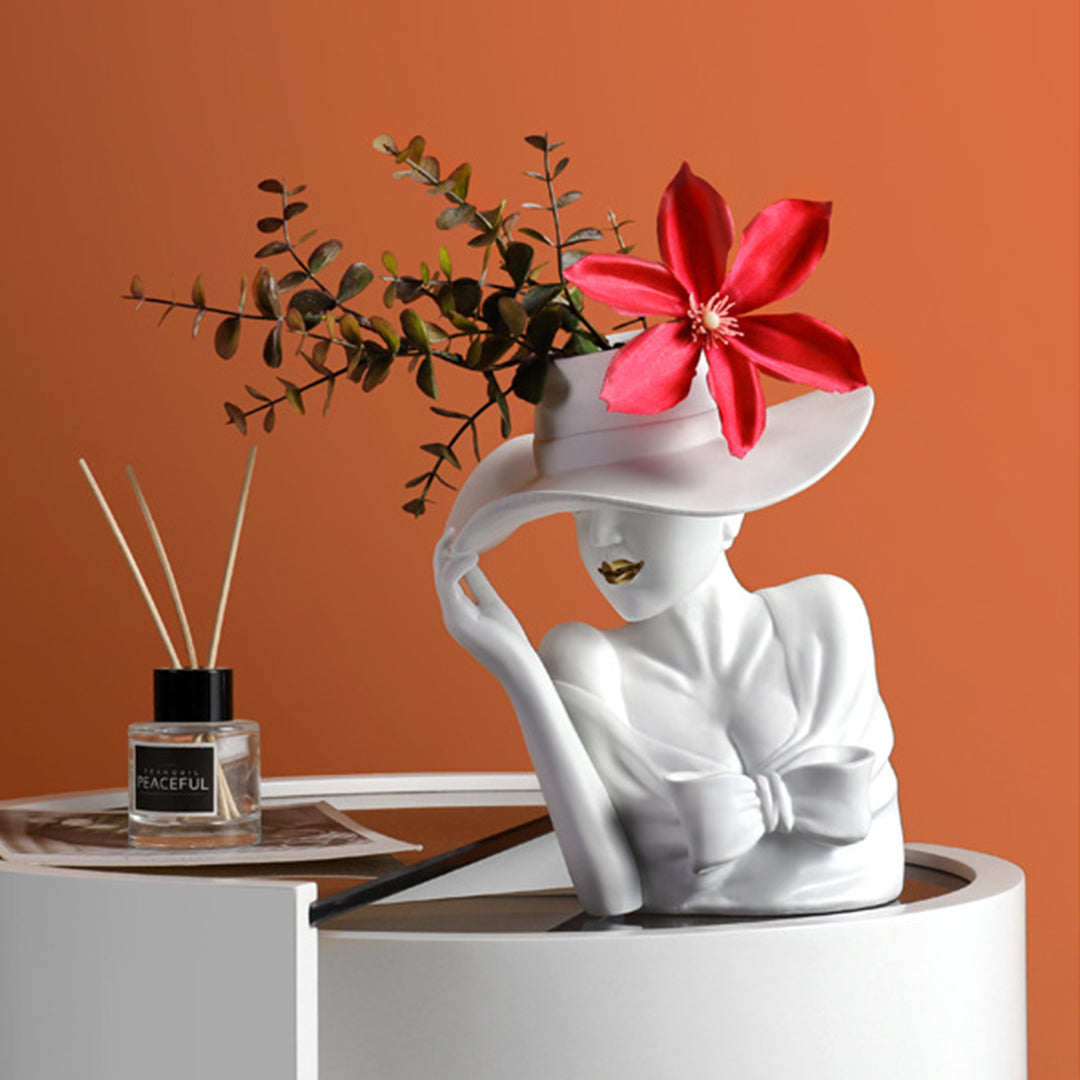 Modern Girl Statue Flower Vase