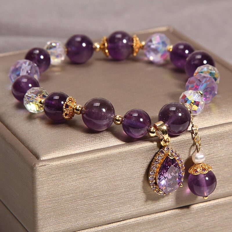 💜Special Gift For Yourself/Wife/Mother/Daughter - Natural Amethyst Water Drop Bracelet