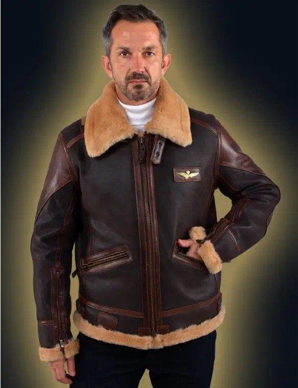 Pilot leather jacket-made of sheepskin