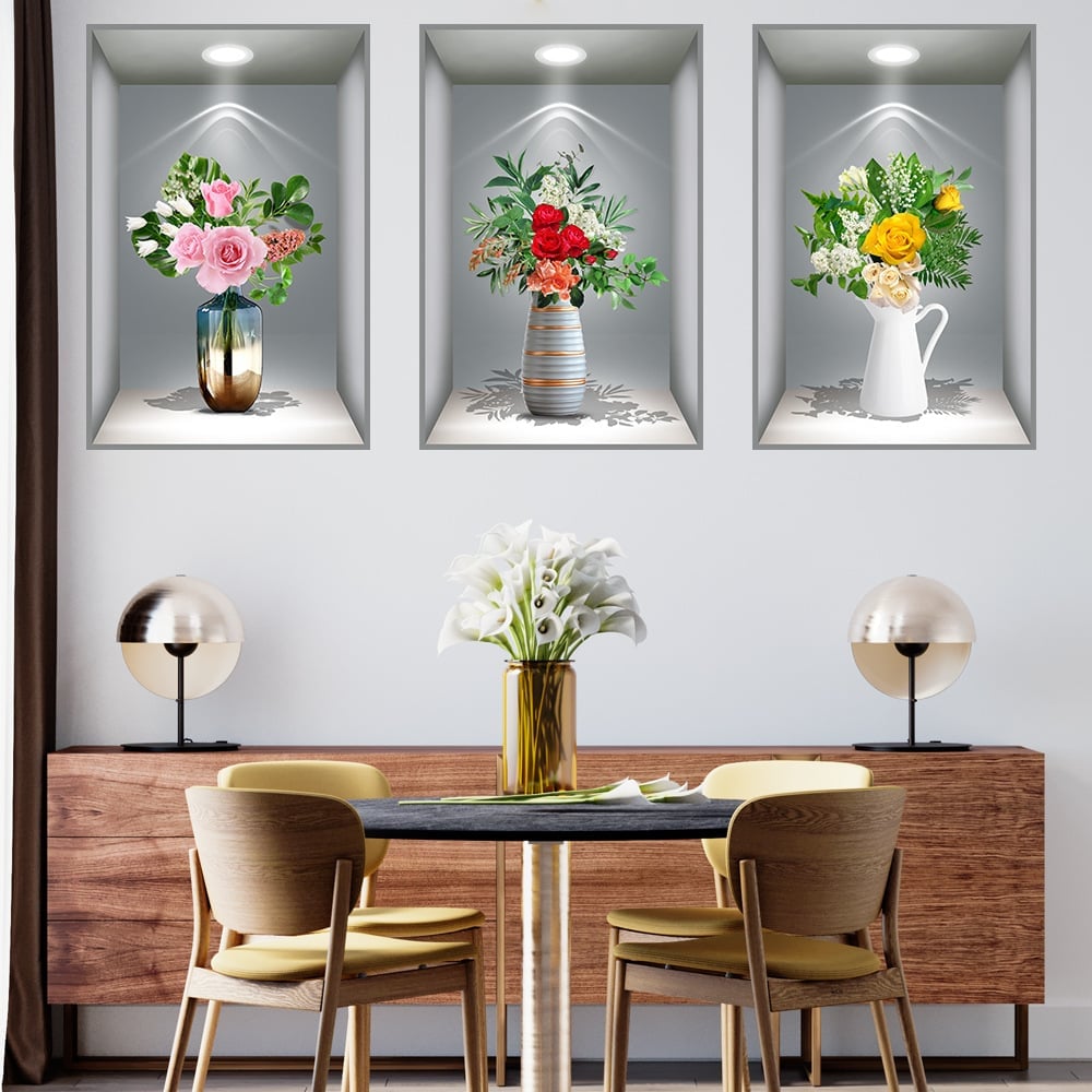 🔥3D Flowers Vase Wall Sticker