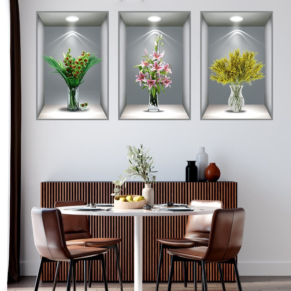 🔥3D Flowers Vase Wall Sticker