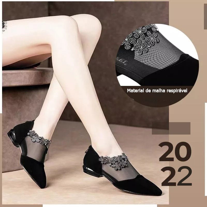 RHINESTONE STONE HOLLOW HEEL SHOES 🔥