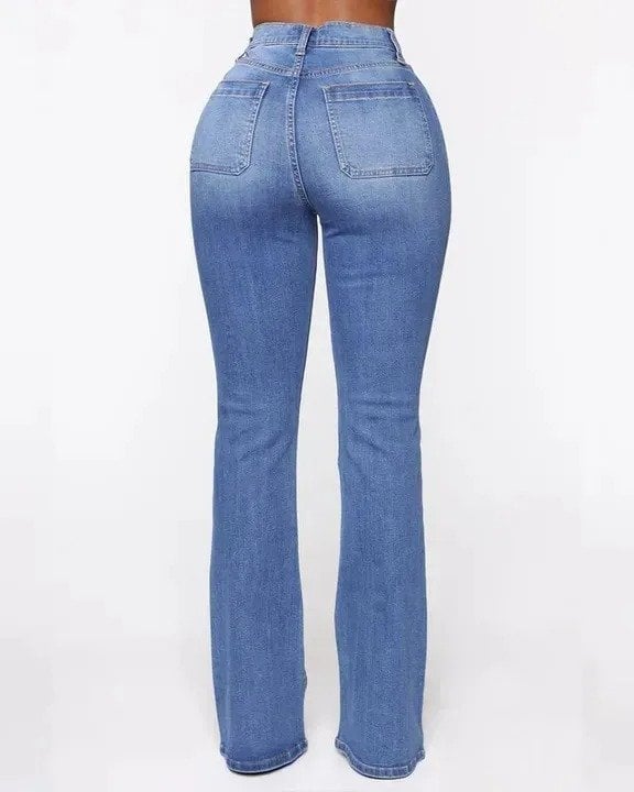 Vintage Button Fly Booty Shaping High Waist Flare Jeans