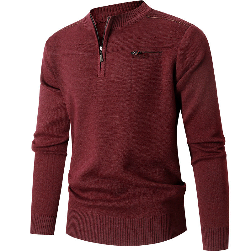 Men's Casual Crew Neck Sweater Solid Color Autumn And Winter Inner Wear