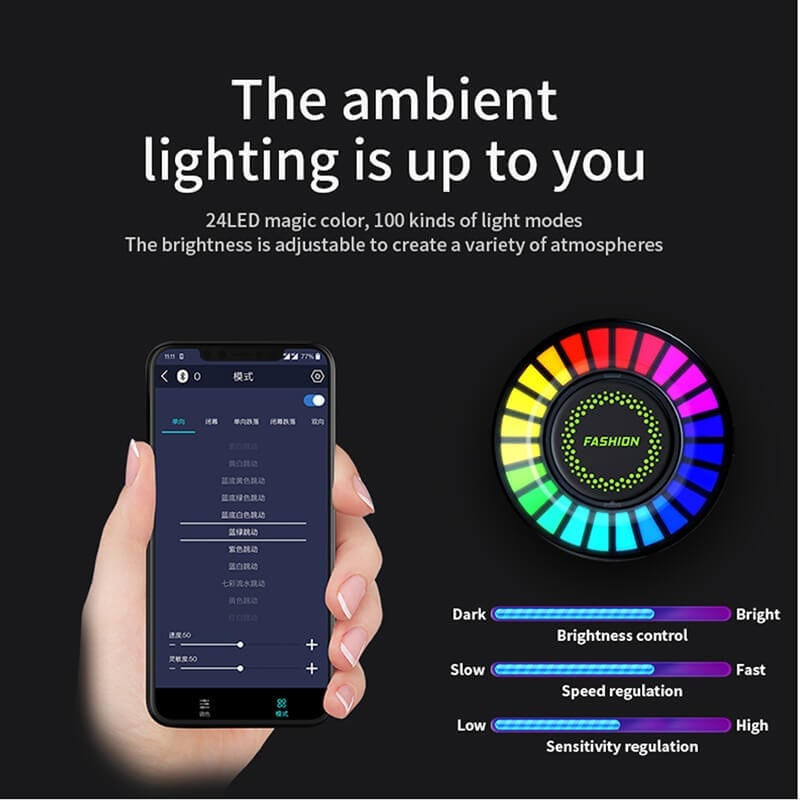 Bluetooth Car RGB Ambient Light USB Vehicle Rhythm Fragrance Lamp Strip Air Freshener