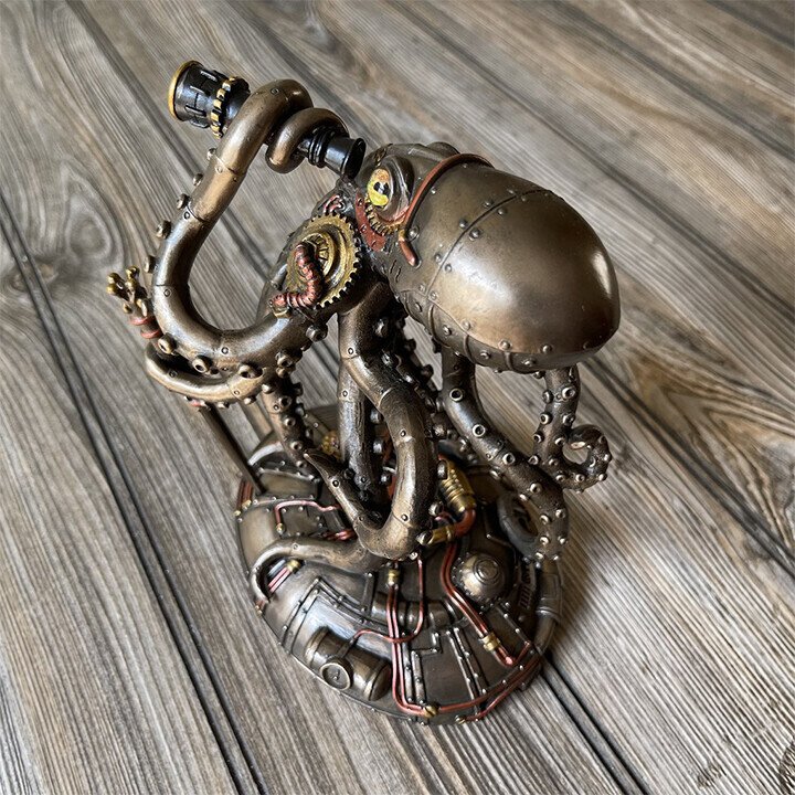 Steampunk Seabed Hiker Octopus Statue Decor.