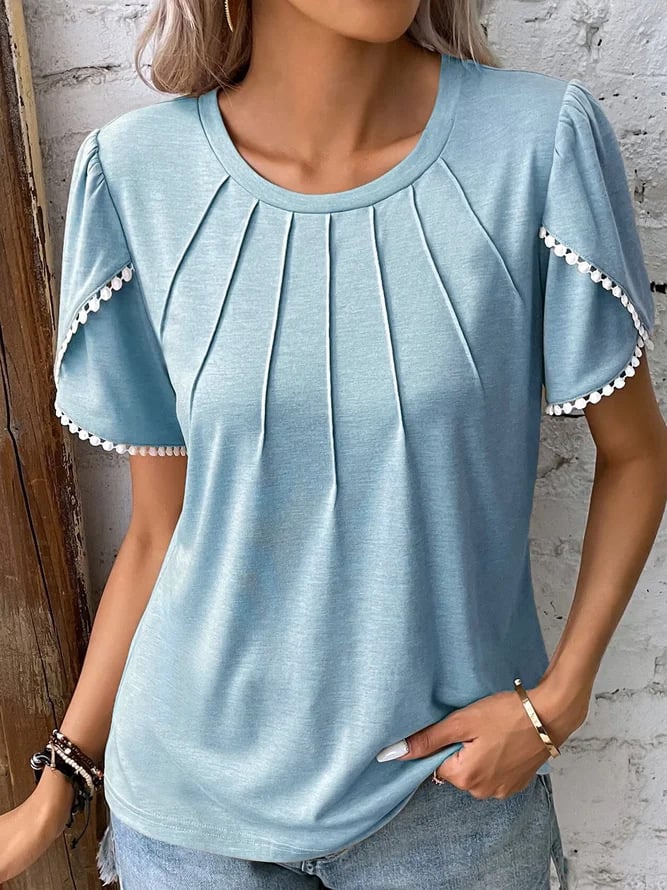 Women's Summer Round Neck Solid Color T-Shirt