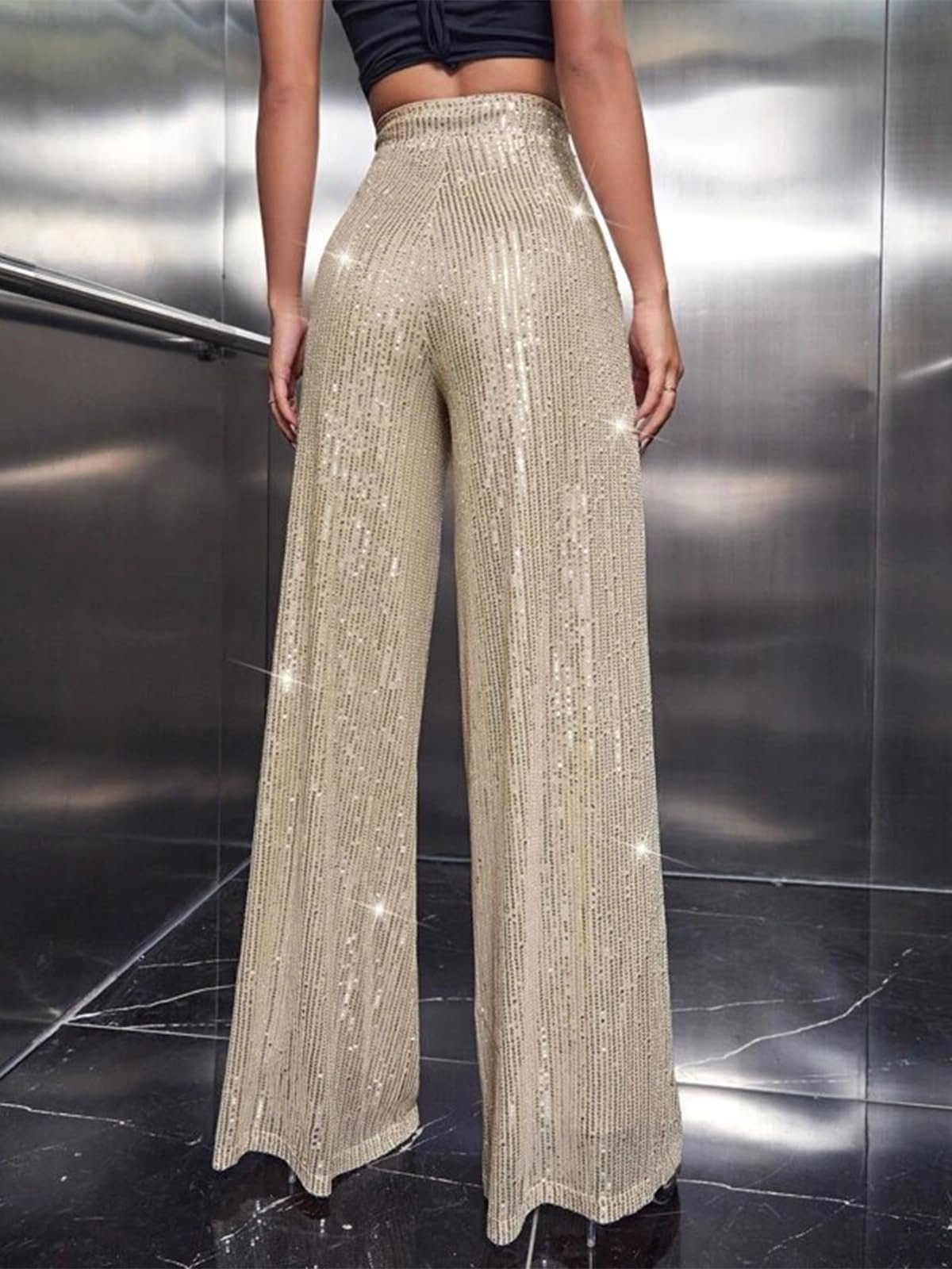 Sequin stretch pants