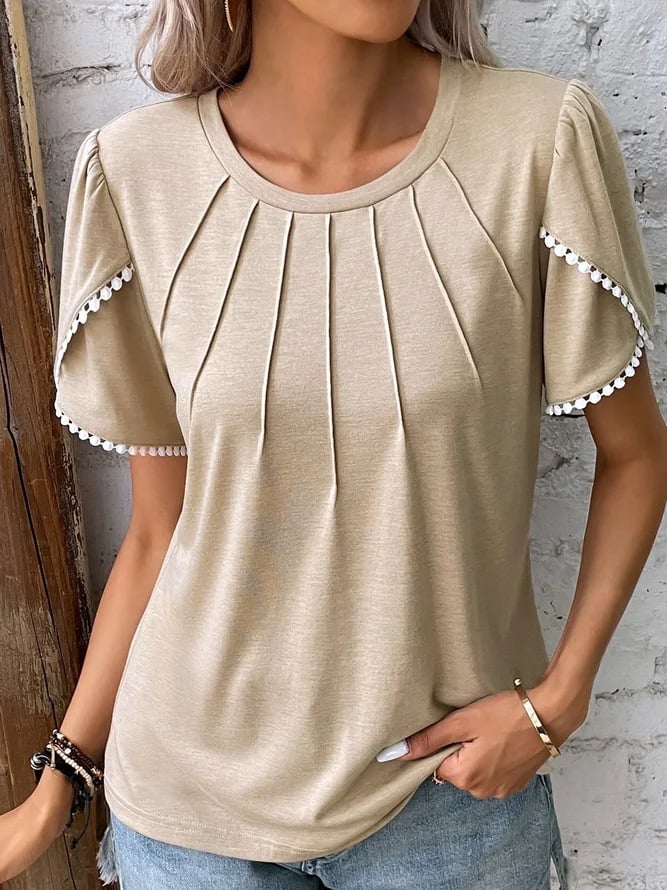 Women's Summer Round Neck Solid Color T-Shirt