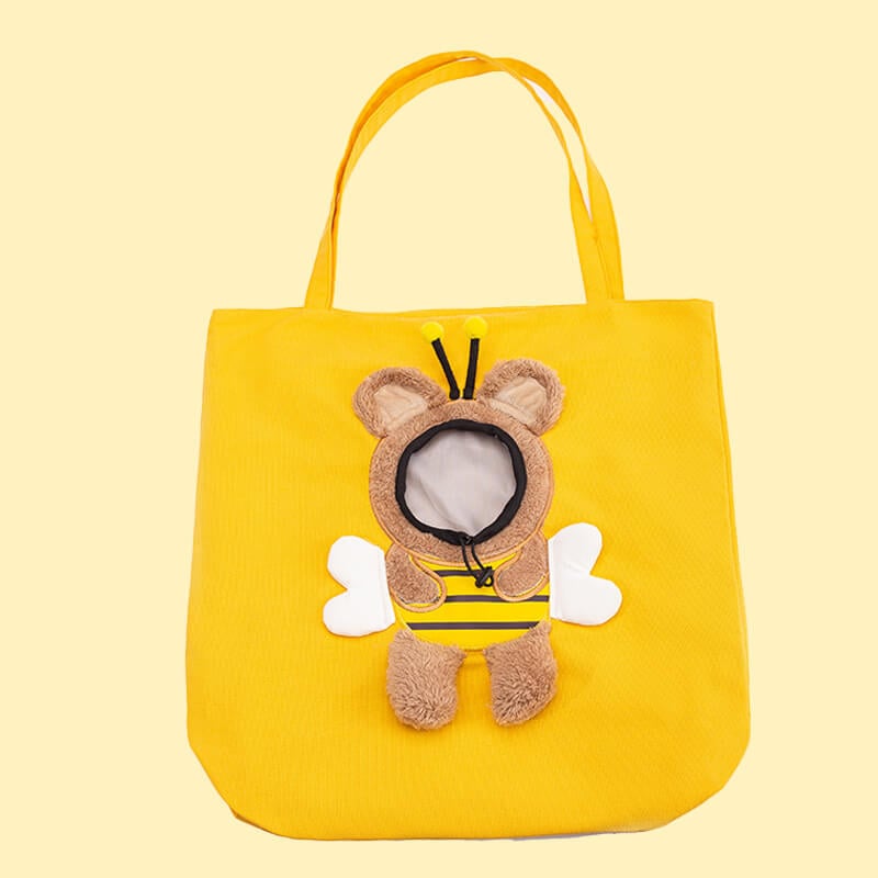 2023 Pet Canvas Bag Bee-shaped Travel Handbag for Small Cat