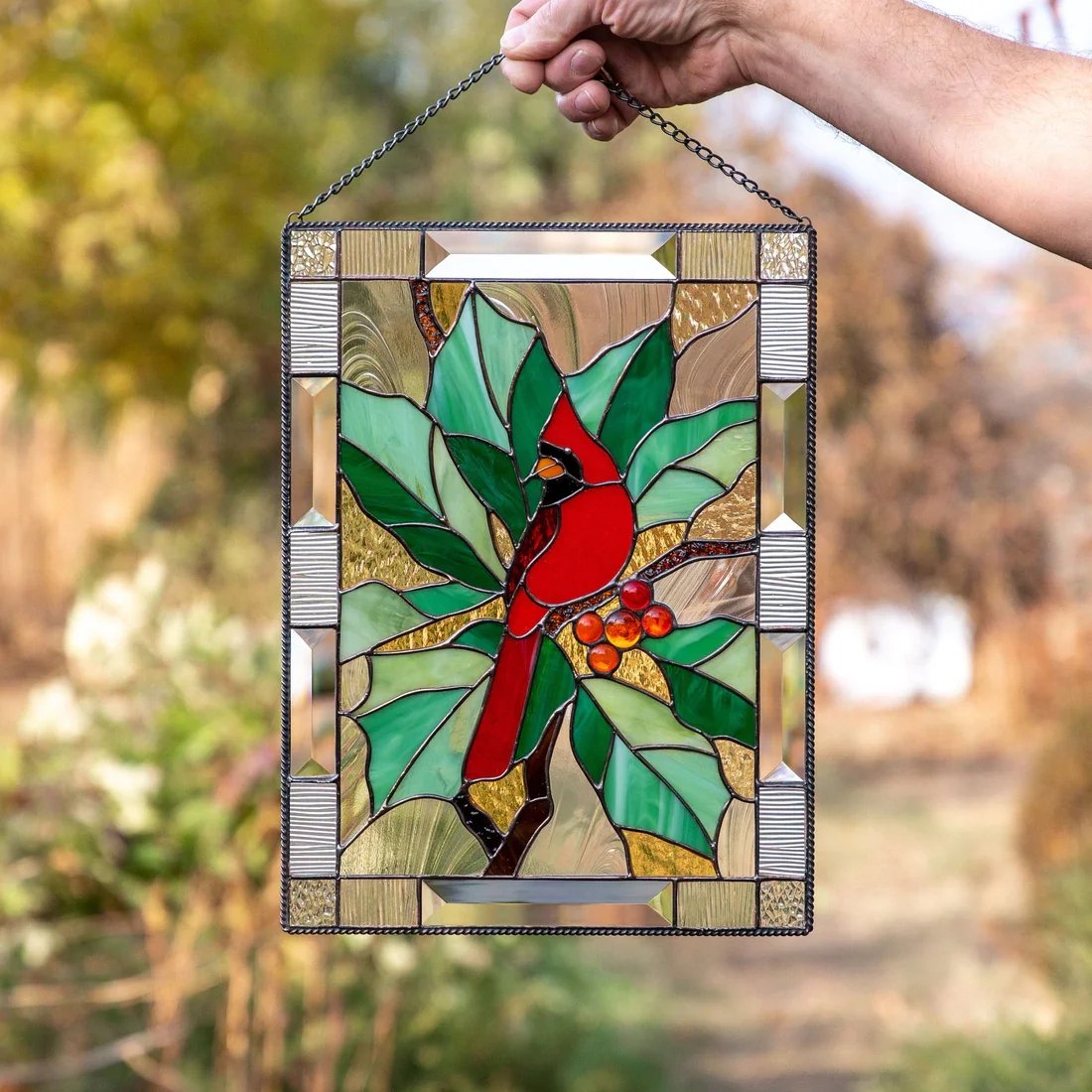 🌈Stained Glass Birds on Window Panel
