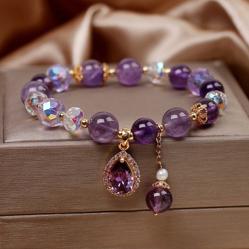 💜Special Gift For Yourself/Wife/Mother/Daughter - Natural Amethyst Water Drop Bracelet