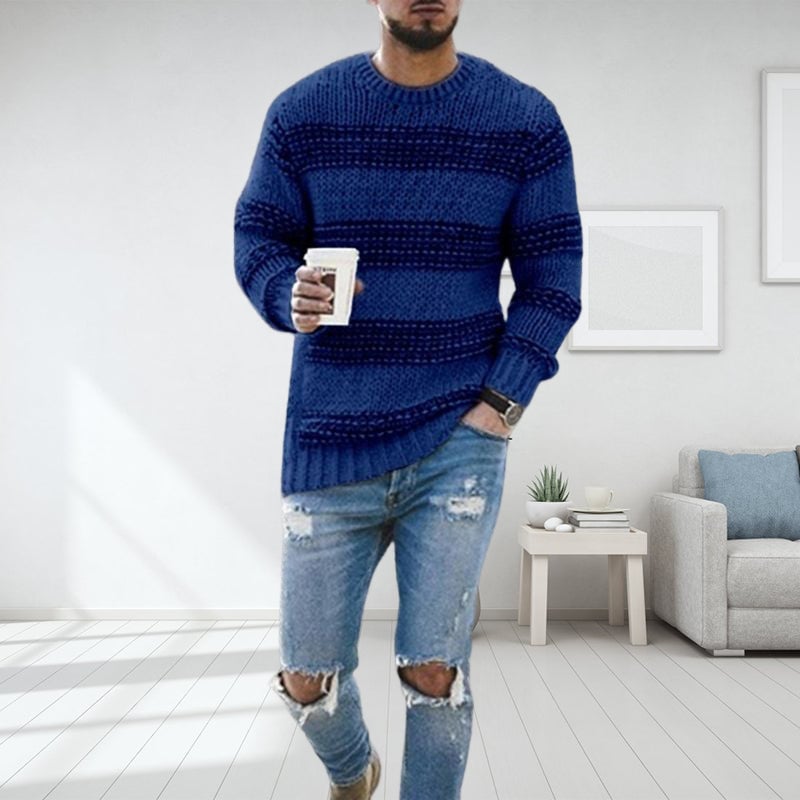 Striped crew neck sweater for men