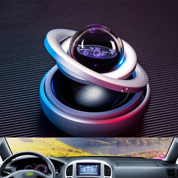 🎁🚗Solar Rotating Double Ring Suspension Car Aromatherapy Ornament💖