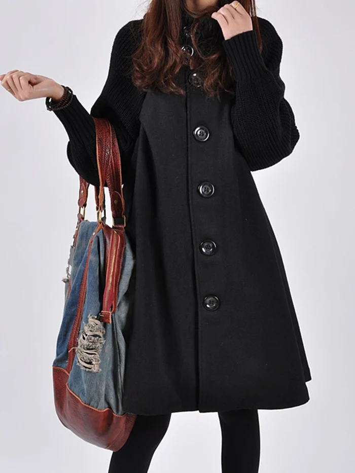 (Free Shipping) High-Neck Oversized Long-Sleeved Coats