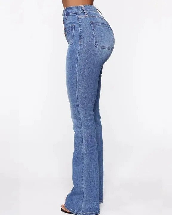 Vintage Button Fly Booty Shaping High Waist Flare Jeans