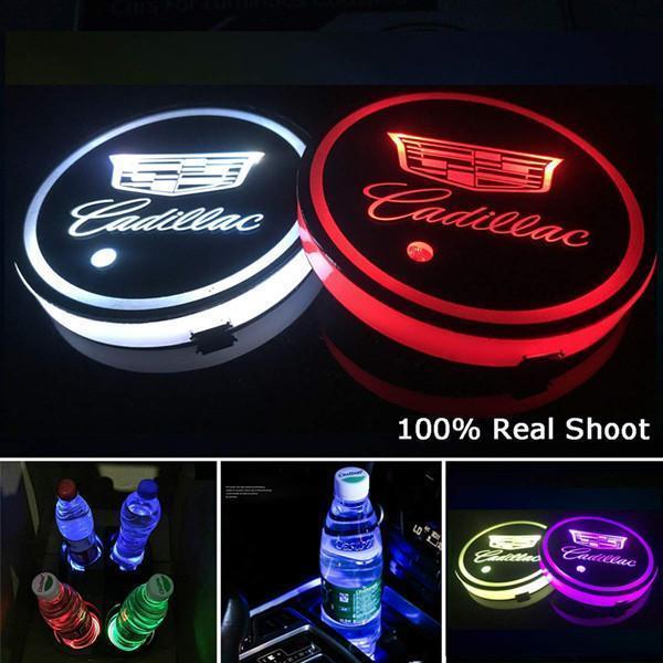 Led Car Logo Cup Lights up Holder USB Charging 7 Colors Changing