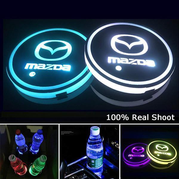 Led Car Logo Cup Lights up Holder USB Charging 7 Colors Changing