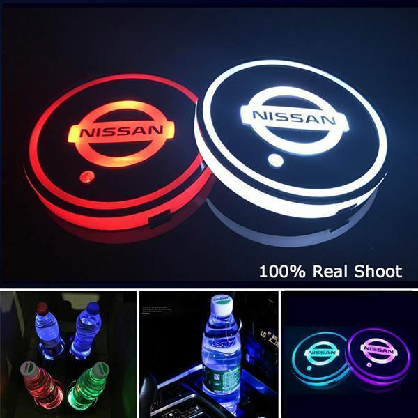 Led Car Logo Cup Lights up Holder USB Charging 7 Colors Changing