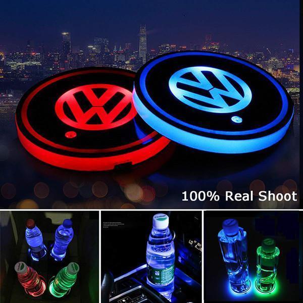 Led Car Logo Cup Lights up Holder USB Charging 7 Colors Changing