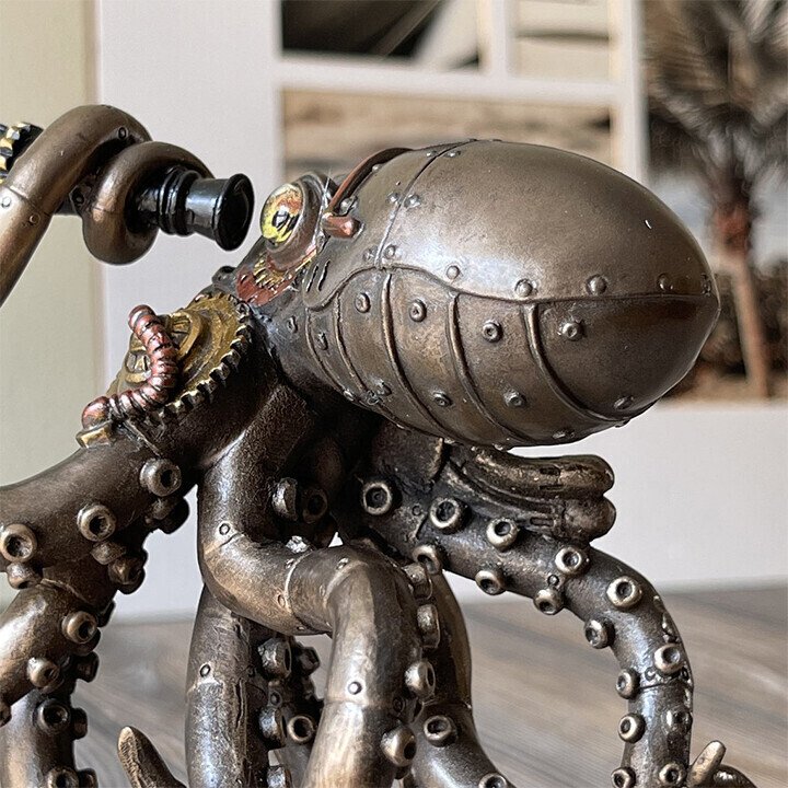 Steampunk Seabed Hiker Octopus Statue Decor.